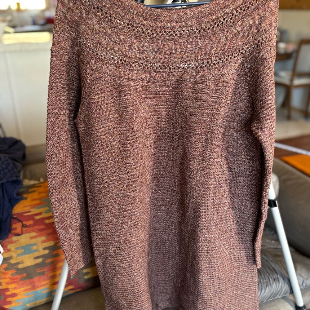 Peruvian Connection Copper Knit Cowl Neck Sweater - Size L